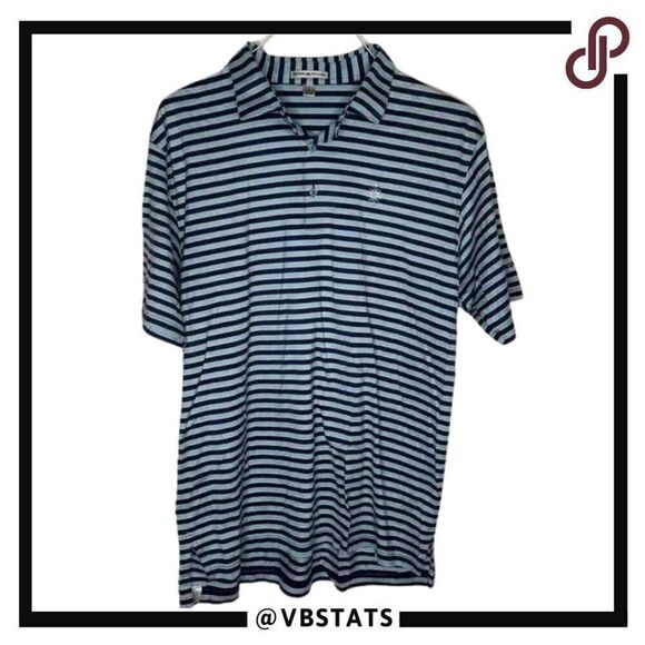 Peter Millar Sky Blue / Navy Striped Short Sleeve Crown Golf Polo Size Large - Picture 1 of 8